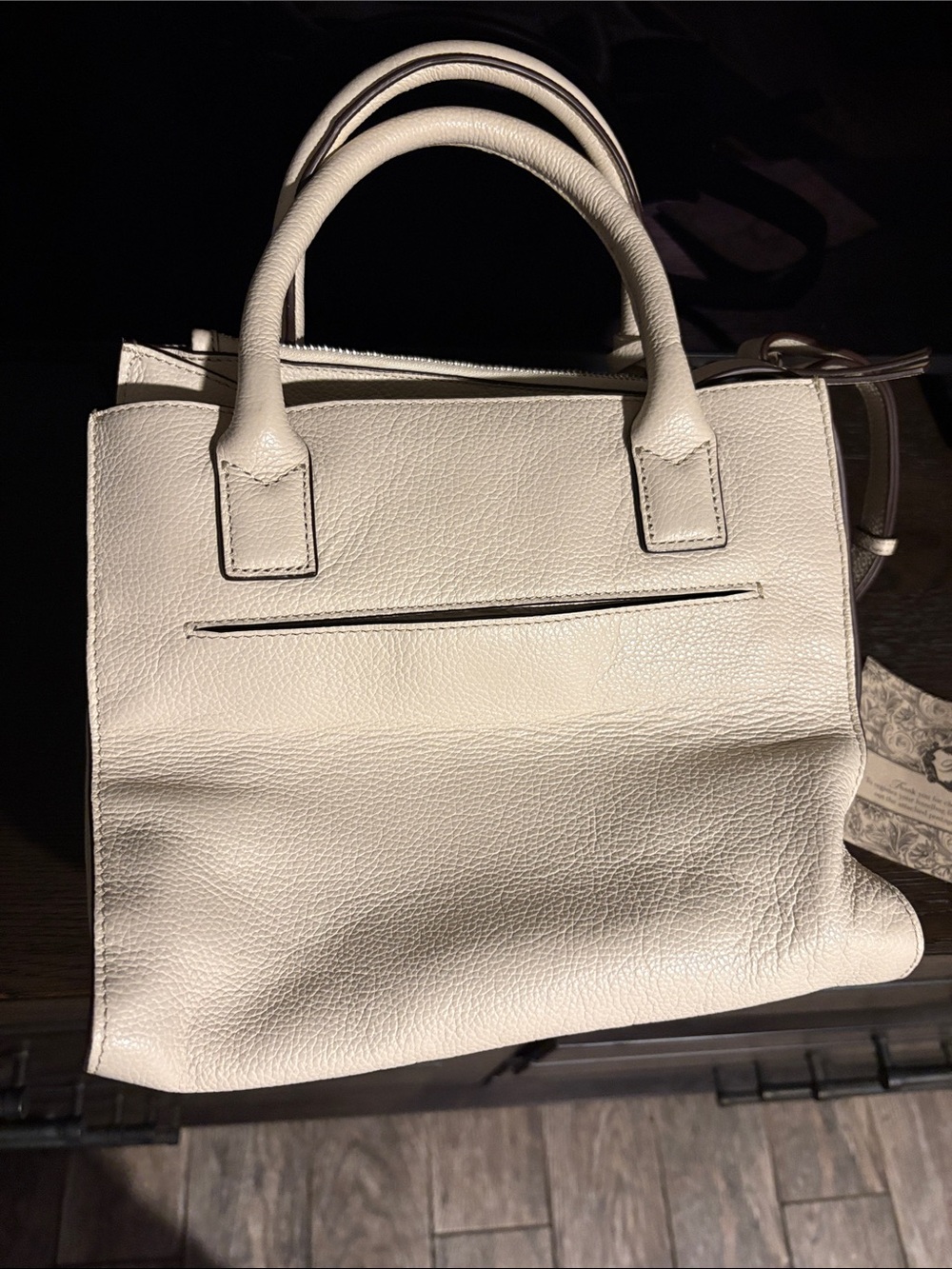 Brighton Flemming off white Leather Satchel with Braided Trim and Silver Accent - Picture 2 of 8
